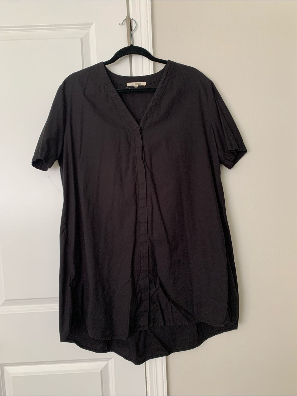 Ali Golden Black Button Down Shirt Dress